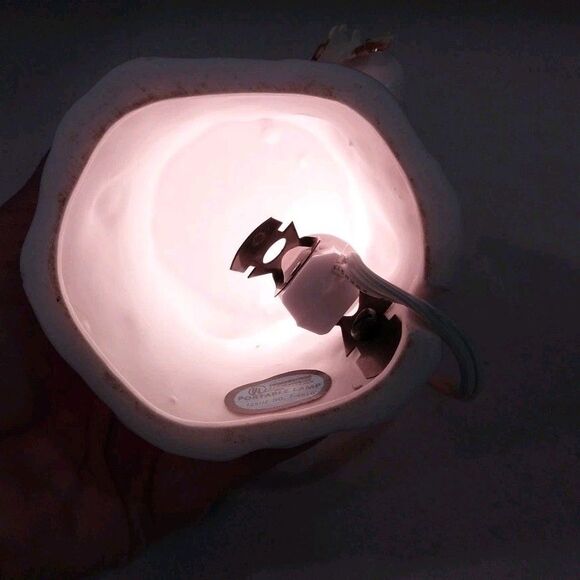 Vintage Ceramic Night Light Accent Lamp Tree Stump Birds Leaves Soft Glow 1950s - Picture 6 of 13